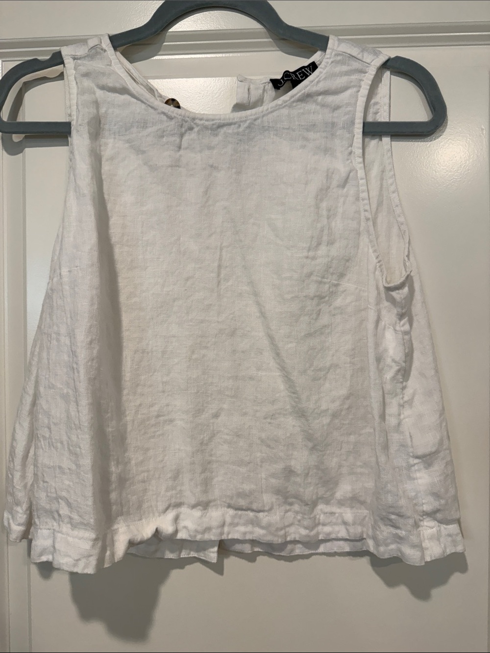 J. Crew White Sleeveless Linen Tank